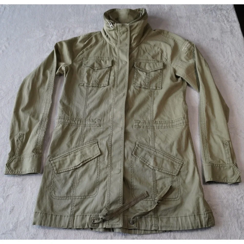 Vintage‎ Abercrombie & Fitch Field Jacket Large Army Green Military Utility